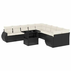 vidaXL 11 részes fekete polyrattan kerti ülőgarnitúra párnákkal kép
