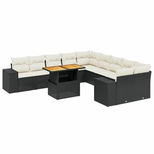 vidaXL 11 részes fekete polyrattan kerti ülőgarnitúra párnákkal kép