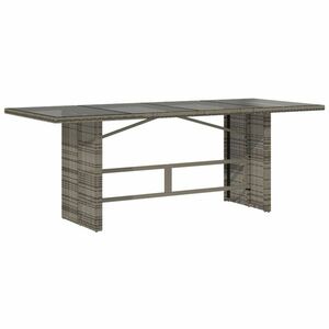 vidaXL szürke polyrattan üveglapos kerti asztal 190 x 80 x 75 cm kép