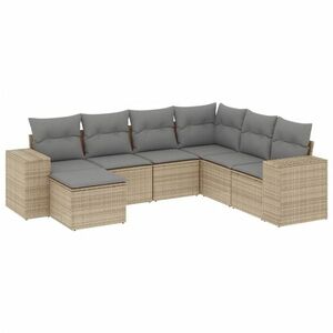 vidaXL 7 részes bézs polyrattan kerti ülőgarnitúra párnákkal kép