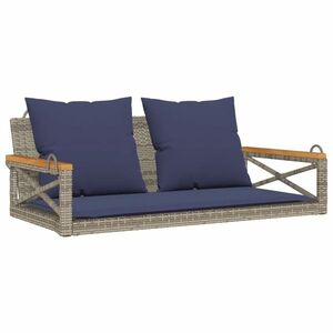 vidaXL szürke polyrattan hintapad párnákkal 109 x 62 x 40 cm kép