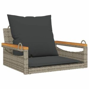 vidaXL szürke polyrattan hintapad párnákkal 63 x 62 x 40 cm kép