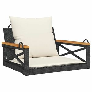 vidaXL fekete polyrattan hintapad párnákkal 63 x 62 x 40 cm kép