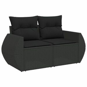vidaXL 6 részes fekete polyrattan kerti ülőgarnitúra párnákkal kép