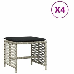 vidaXL 4db világosszürke polyrattan kerti szék párnával 41 x 41 x 36cm kép