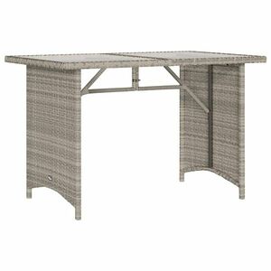 vidaXL szürke polyrattan üveglapos kerti asztal 110x68x70 cm kép