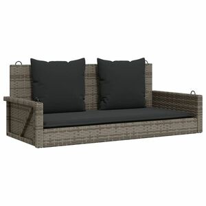 vidaXL szürke polyrattan hintapad párnákkal 119x56x48 cm kép