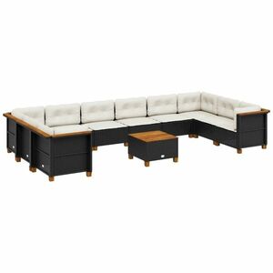 vidaXL 11 részes fekete polyrattan kerti ülőgarnitúra párnákkal kép
