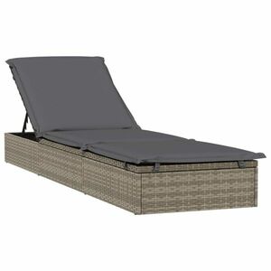 vidaXL 1 db szürke polyrattan napozóágy párnával 201 x 55 x 62 cm kép