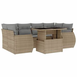vidaXL 7 részes bézs polyrattan kerti ülőgarnitúra párnákkal kép