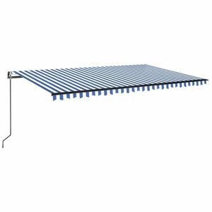 vidaXL kék/fehér automata szélérzékelős és LED-es napellenző 500x350cm kép