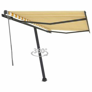 vidaXL sárga-fehér automata póznás napellenző 300 x 250 cm kép