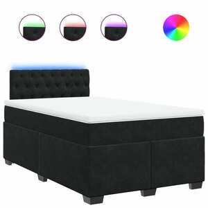 vidaXL fekete bársony rugós ágy matraccal 120x190 cm kép