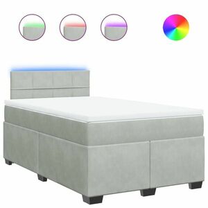 vidaXL világosszürke bársony rugós ágy matraccal 120 x 190 cm kép