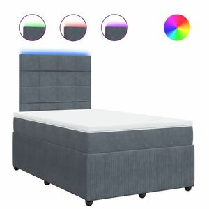 vidaXL sötétszürke bársony rugós ágy matraccal 120x190 cm kép