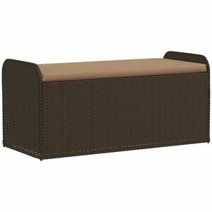 vidaXL barna polyrattan tárolópad párnával 115 x 51 x 52 cm kép