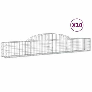 vidaXL 10 db íves horganyzott vas gabion kosár 300x30x40/60 cm kép