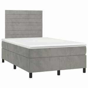 vidaXL világosszürke bársony rugós ágy matraccal 120 x 190 cm kép