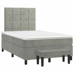 vidaXL világosszürke bársony rugós ágy matraccal 120 x 190 cm kép