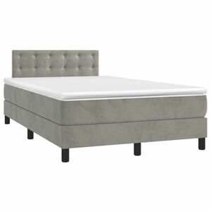 vidaXL világosszürke bársony rugós ágy matraccal 120 x 190 cm kép