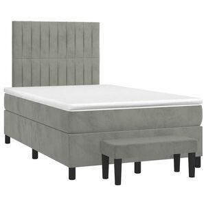 vidaXL világosszürke bársony rugós ágy matraccal 120 x 190 cm kép