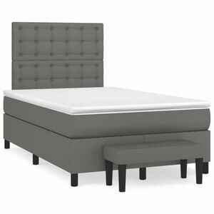vidaXL szürke műbőr rugós ágy matraccal 120x190 cm kép