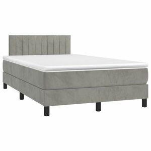 vidaXL világosszürke bársony rugós ágy matraccal 120 x 190 cm kép