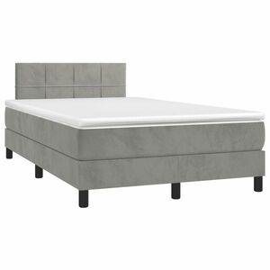 vidaXL világosszürke bársony rugós ágy matraccal 120 x 190 cm kép