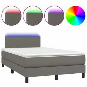 vidaXL szürke műbőr rugós és LED-es ágy matraccal 120x190 cm kép