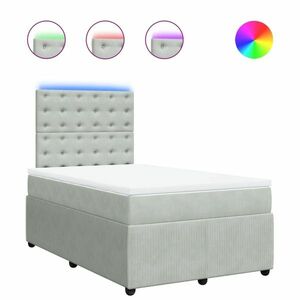 vidaXL világosszürke bársony rugós ágy matraccal 120 x 200 cm kép