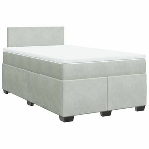 vidaXL világosszürke bársony rugós ágy matraccal 120 x 190 cm kép