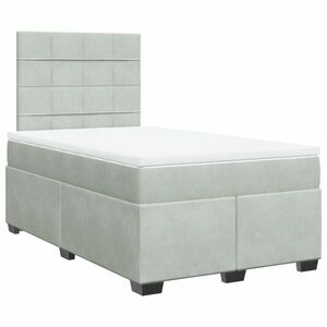 vidaXL világosszürke bársony rugós ágy matraccal 120 x 190 cm kép