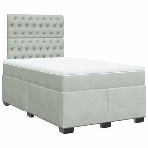vidaXL világosszürke bársony rugós ágy matraccal 120 x 190 cm kép