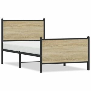 vidaXL sonoma tölgy színű fém ágykeret matrac nélkül 75 x 190 cm kép