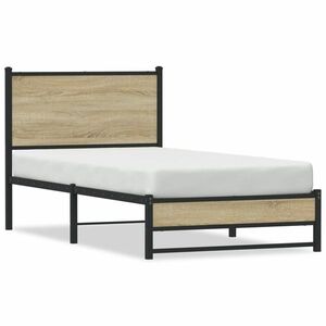 vidaXL sonoma tölgy színű fém ágykeret matrac nélkül 75 x 190 cm kép