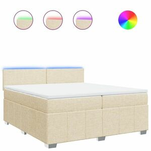 vidaXL krémszínű szövet rugós ágy matraccal 200 x 200 cm kép