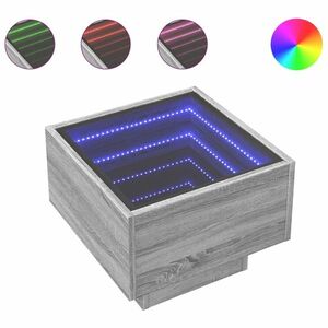 vidaXL szürke sonoma színű szerelt fa kisasztal LED-del 40x40x30 cm kép