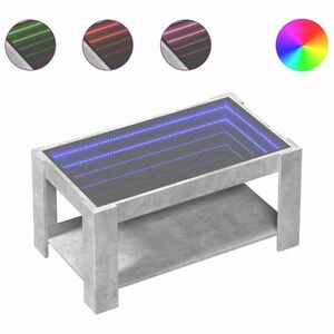 vidaXL betonszürke szerelt fa dohányzóasztal LED-del 93 x 53 x 45 cm kép