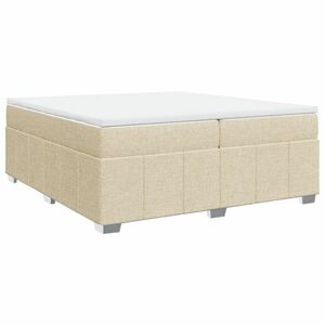 vidaXL krémszínű szövet rugós ágy matraccal 200 x 200 cm kép