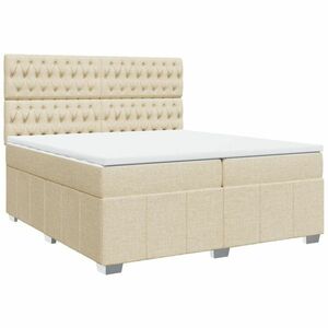 vidaXL krémszínű szövet rugós ágy matraccal 200 x 200 cm kép