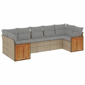vidaXL 7 részes bézs polyrattan kerti ülőgarnitúra párnákkal kép