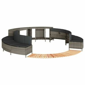 vidaXL szürke polyrattan és tömör akácfa jakuzzi-keret kép