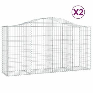 vidaXL 2 db íves horganyzott vas gabion kosár 200 x 50 x 100/120 cm kép