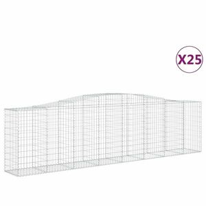 vidaXL 25 db íves horganyzott vas gabion kosár 400x50x100/120 cm kép