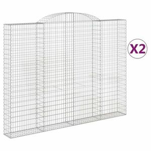 vidaXL 2 db íves horganyzott vas gabion kosár 300x30x220/240 cm kép