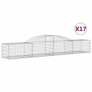 vidaXL 17 db íves horganyzott vas gabion kosár 300x50x40/60 cm kép