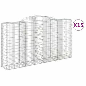 vidaXL 15 db íves horganyzott vas gabion kosár 300x50x160/180 cm kép