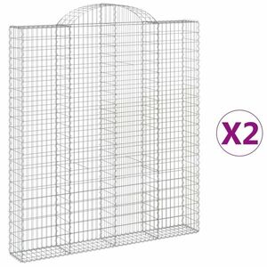 vidaXL 2 db íves horganyzott vas gabion kosár 200x30x220/240 cm kép