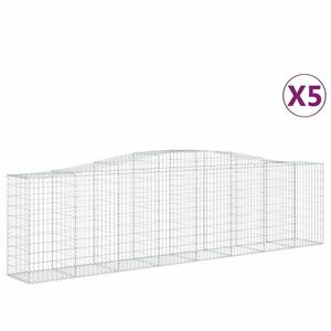 vidaXL 5 db íves horganyzott vas gabion kosár 400x50x100/120 cm kép