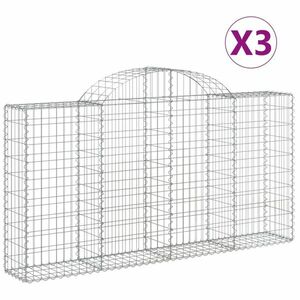 vidaXL 3 db íves horganyzott vas gabion kosár 200x30x100/120 cm kép